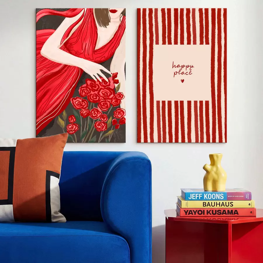  Peintures Femme avec des roses et un motif rouge m30107