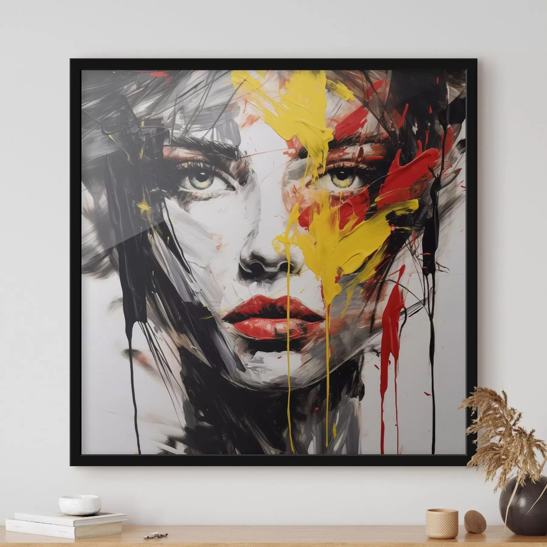 Fotobehang Vrouwenportret met krachtige penseelstreken f48088