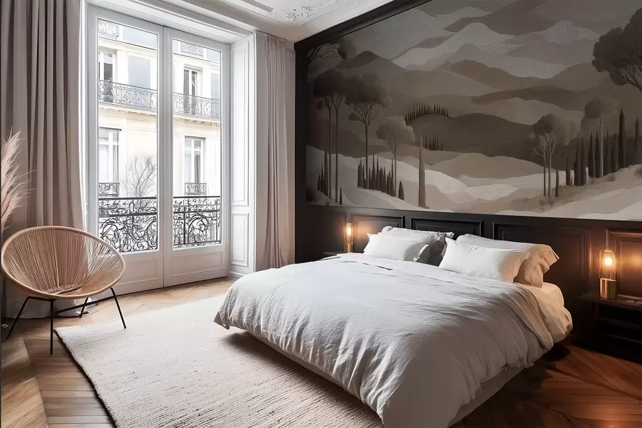 Fotobehang Landschap in olieverfstijl w05258v1