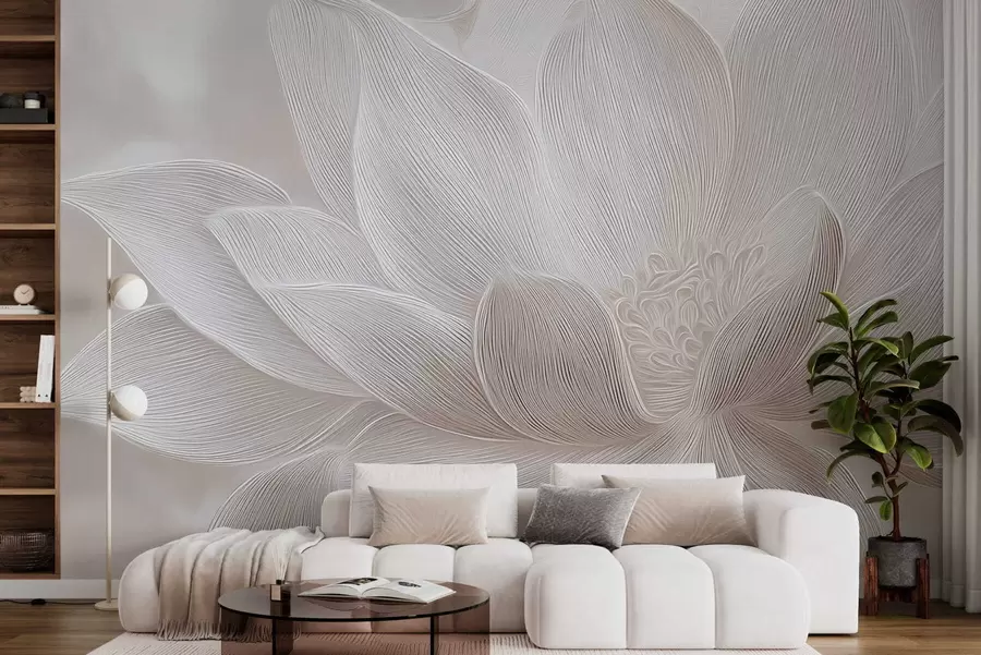 Fotobehang Abstracte golvende lijnen in lichtbeige tinten w05266