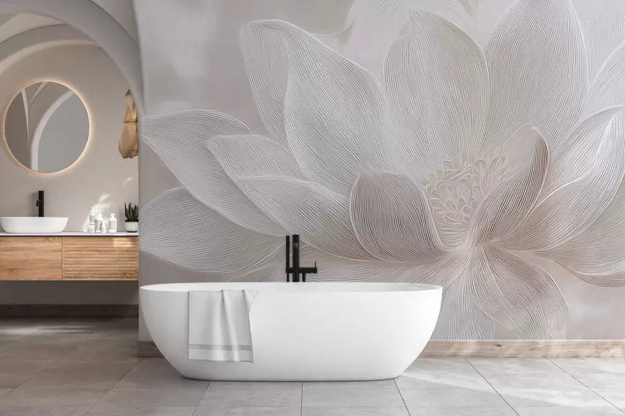 Papier peint photo Vagues abstraites fluides dans des tons beige clair w05266