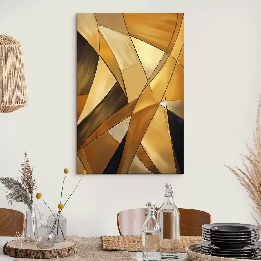  Peintures Formes géométriques abstraites dans des tons orange, marron et blanc avec des contours fins sur un fond texturé. s47864