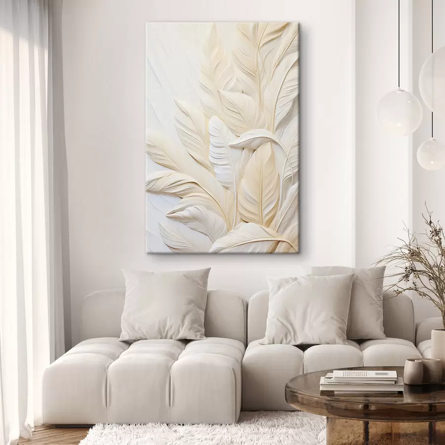  Peintures Plumes de couleur crème se chevauchant, sur un fond clair et doux. s47883