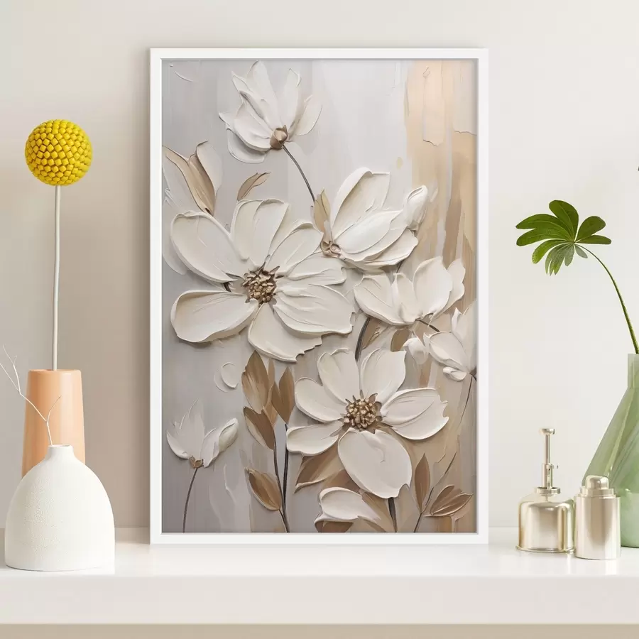 Papier peint photo Fleurs blanches en relief f47873