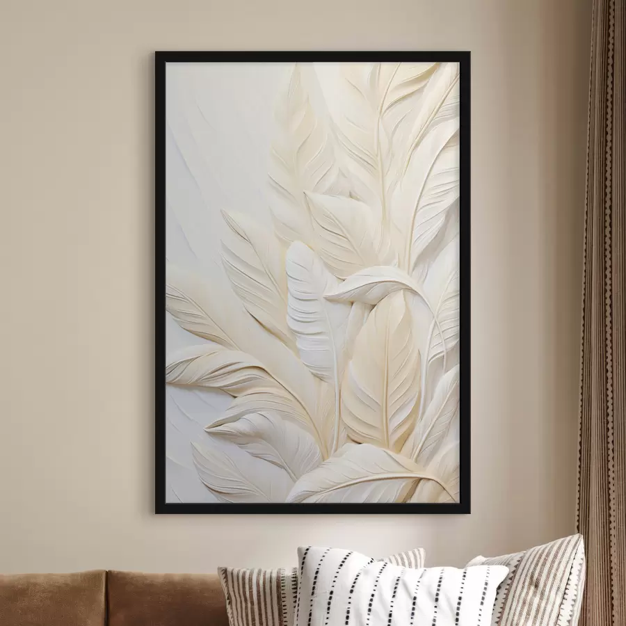 Papier peint photo Plumes de couleur crème se chevauchant, sur un fond clair et doux. f47883