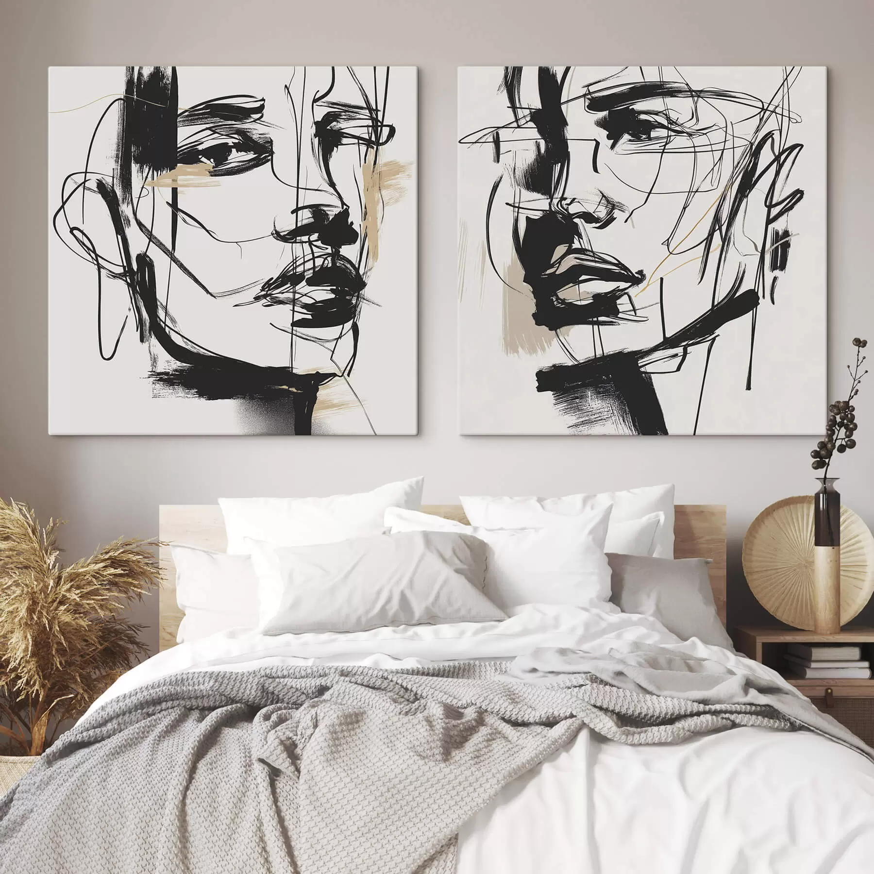  Peintures Portraits minimalistes d'un homme et d'une femme m30066