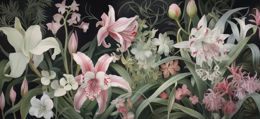 Papier peint photo De magnifiques fleurs sur fond sombre w05278