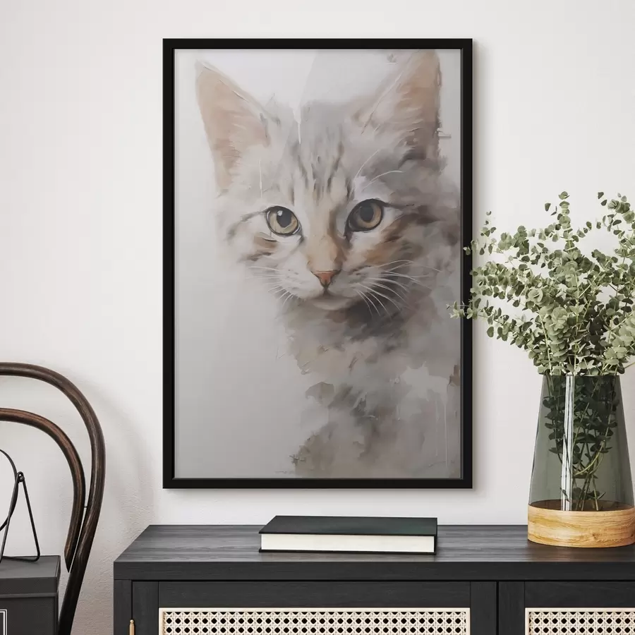 Fotobehang Kat imitatie schilderij f48161