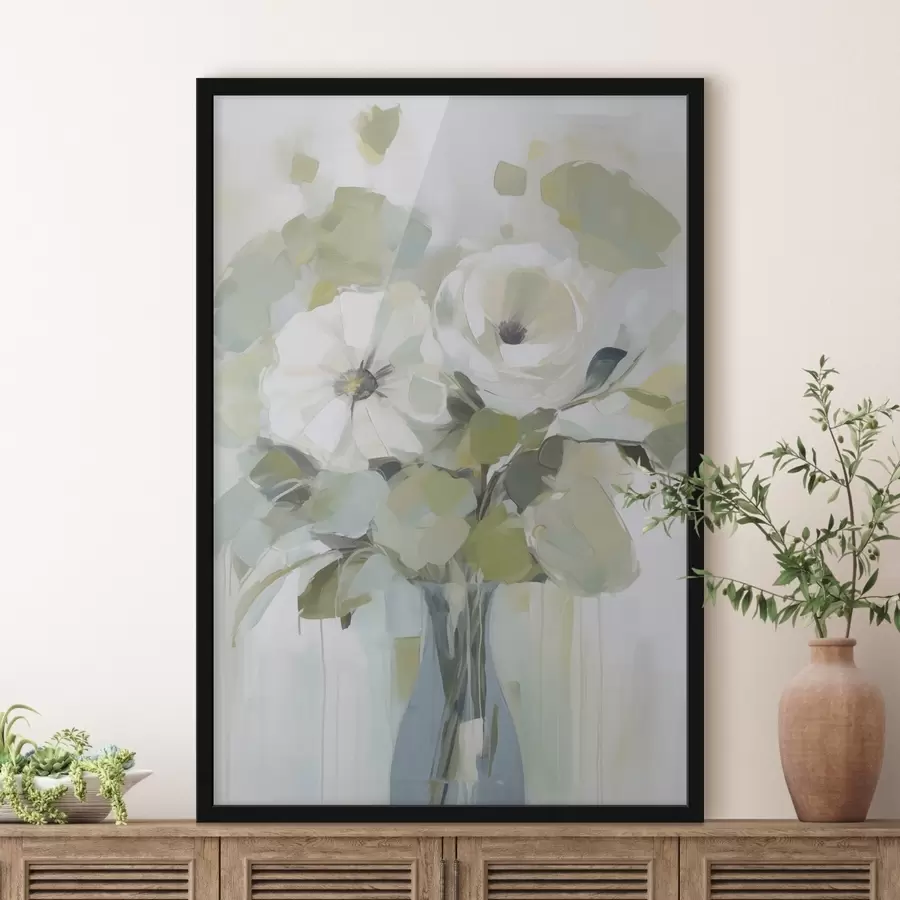 Fotobehang Bloemen in een vaas imitatie schilderij f48167