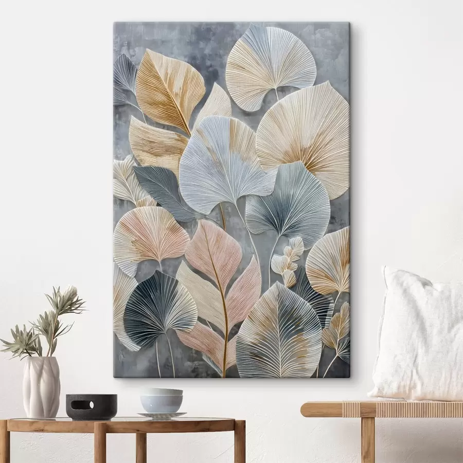  Peintures Feuillage décoratif multicolore avec une texture prononcée sur fond sombre s47964