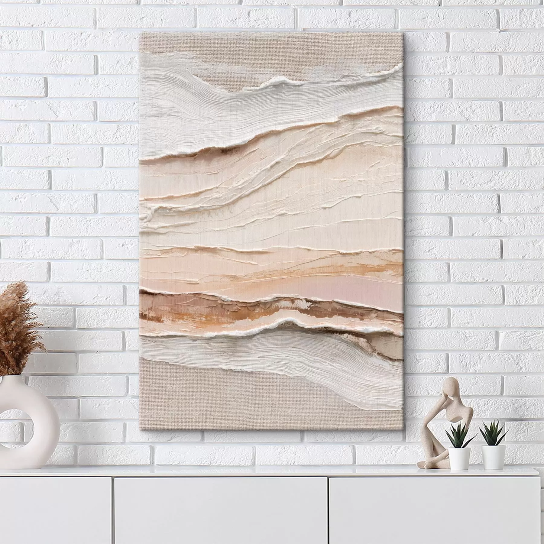  Peintures Composition en couches dans des tons sable et crème s47966