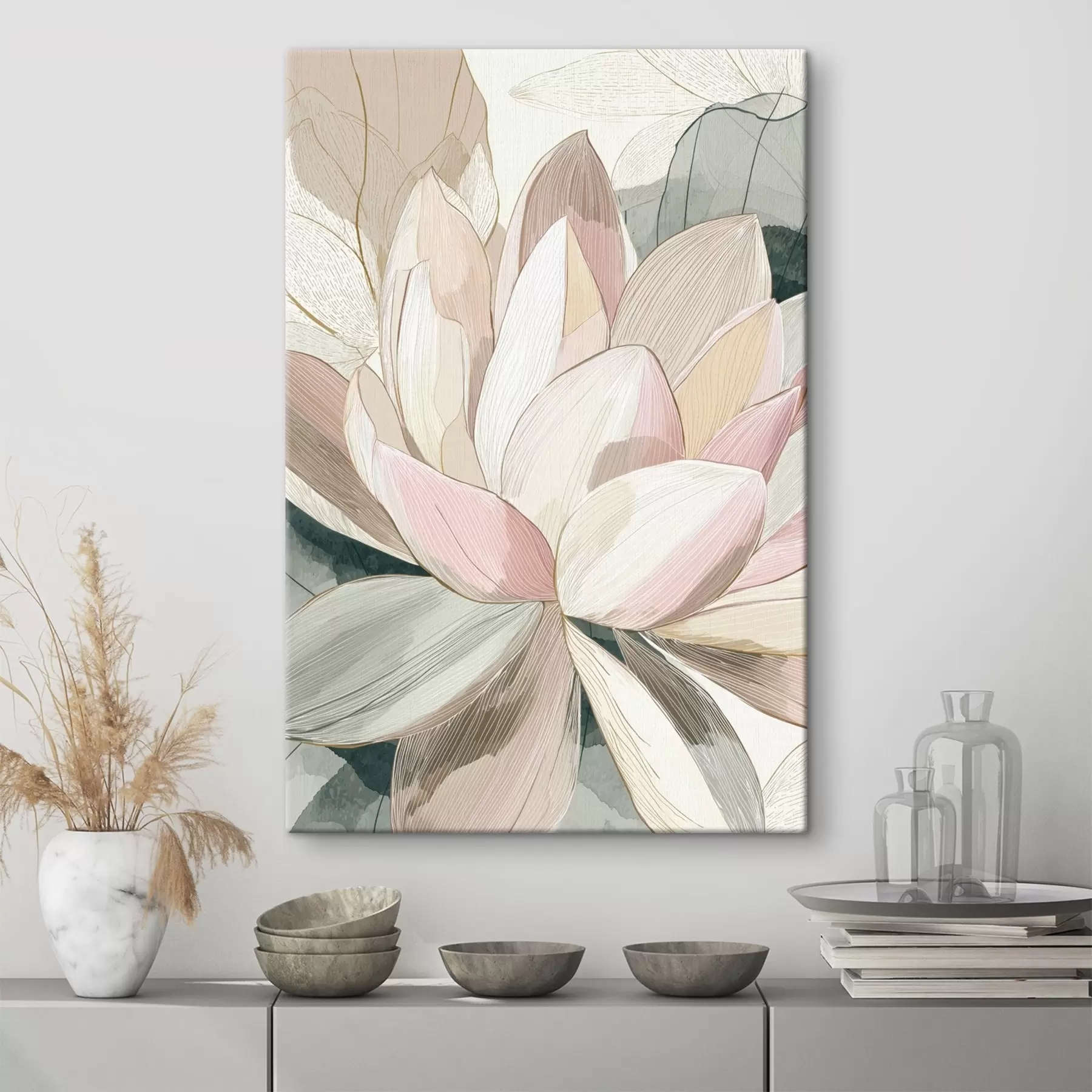  Schilderijen Delicate lotusbloemblaadjes met gedefinieerde contouren s47974