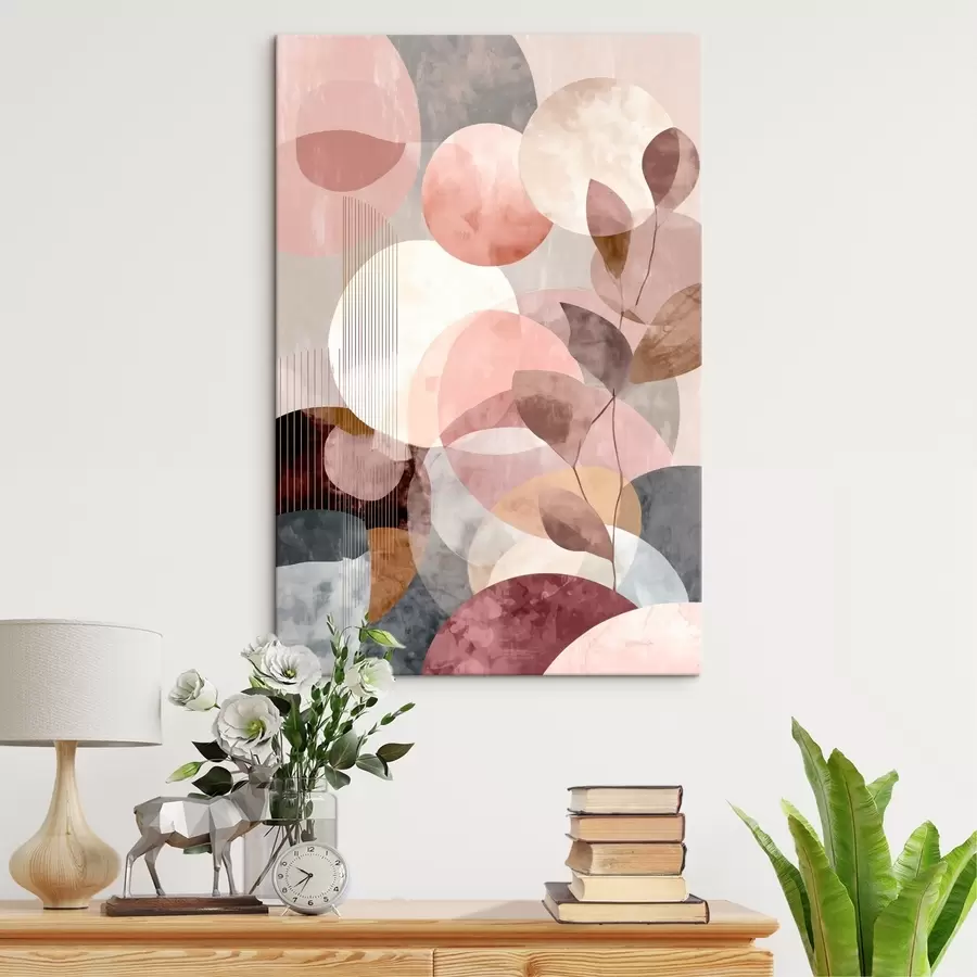  Peintures Formes géométriques et éléments botaniques dans un style minimaliste moderne s47975