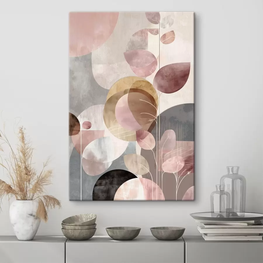  Peintures Art floral dans les tons beige-rose dans un style minimaliste s47976