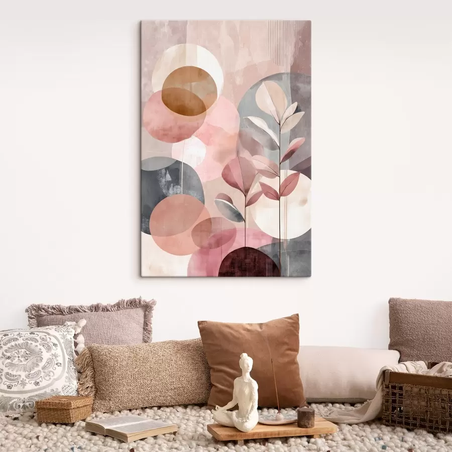  Peintures Composition abstraite avec des cercles dans une palette de couleurs rose terre cuite s47977