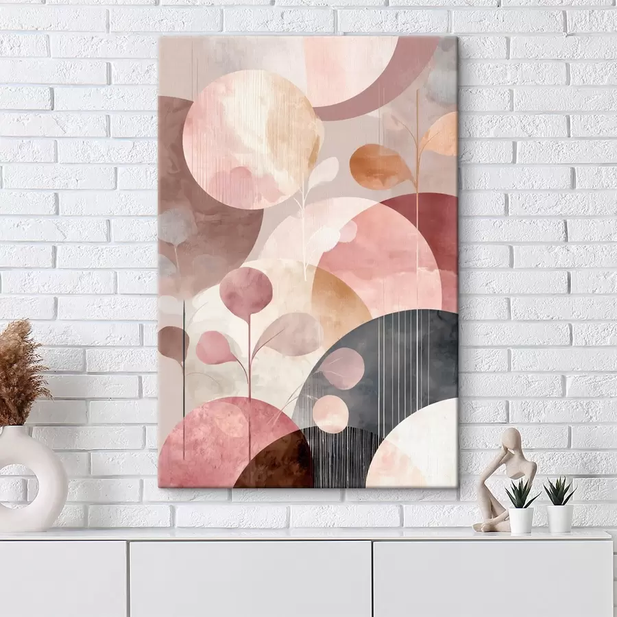  Peintures Composition de cercles translucides et de branches stylisées s47978