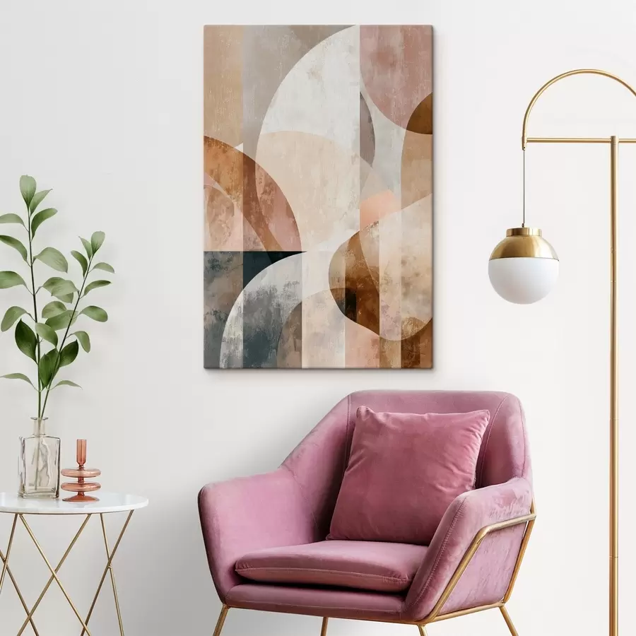  Peintures Composition moderne avec des formes circulaires et des traits verticaux s47980