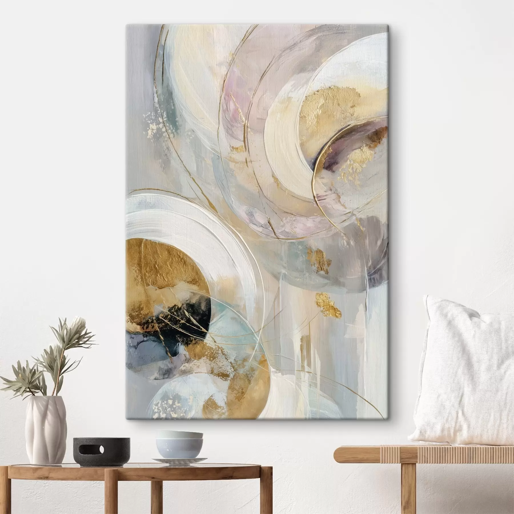  Peintures Composition avec des éléments circulaires superposés et des coups de pinceau s47983