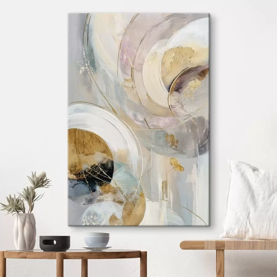  Peintures Composition avec des éléments circulaires superposés et des coups de pinceau s47983