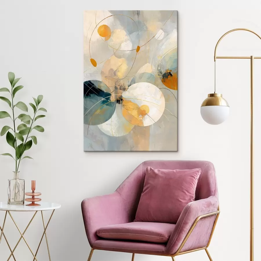  Peintures Composition de sphères translucides et de taches texturées s47985