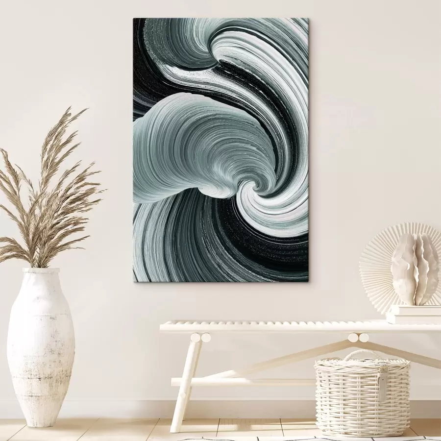  Peintures Énergie du mouvement : abstraction en noir et blanc dans un style peinture à l'huile s47990