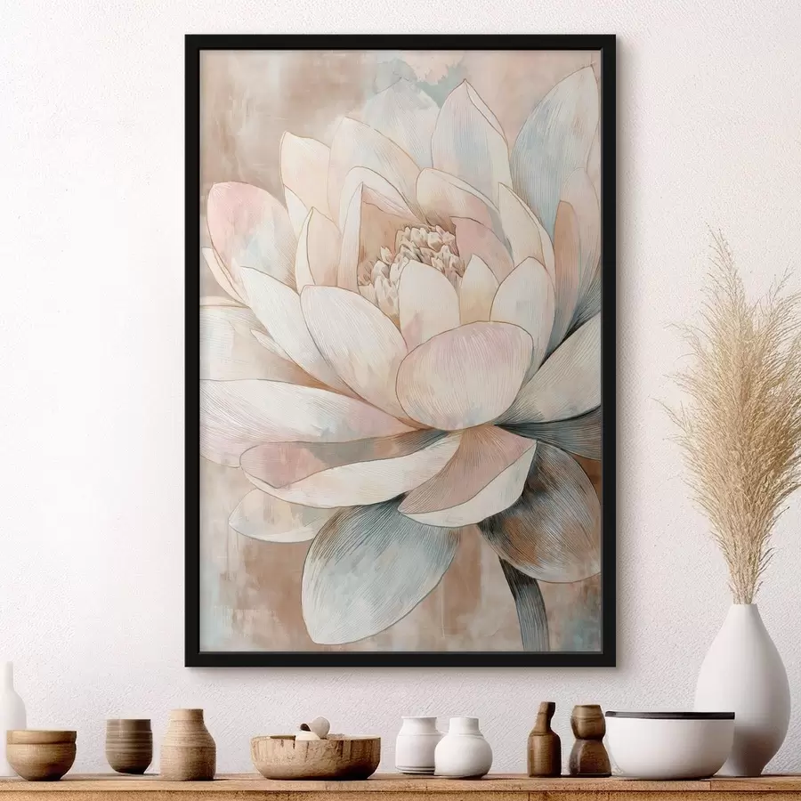 Fotobehang Grote lotus in pasteltinten in minimalistische stijl f47973