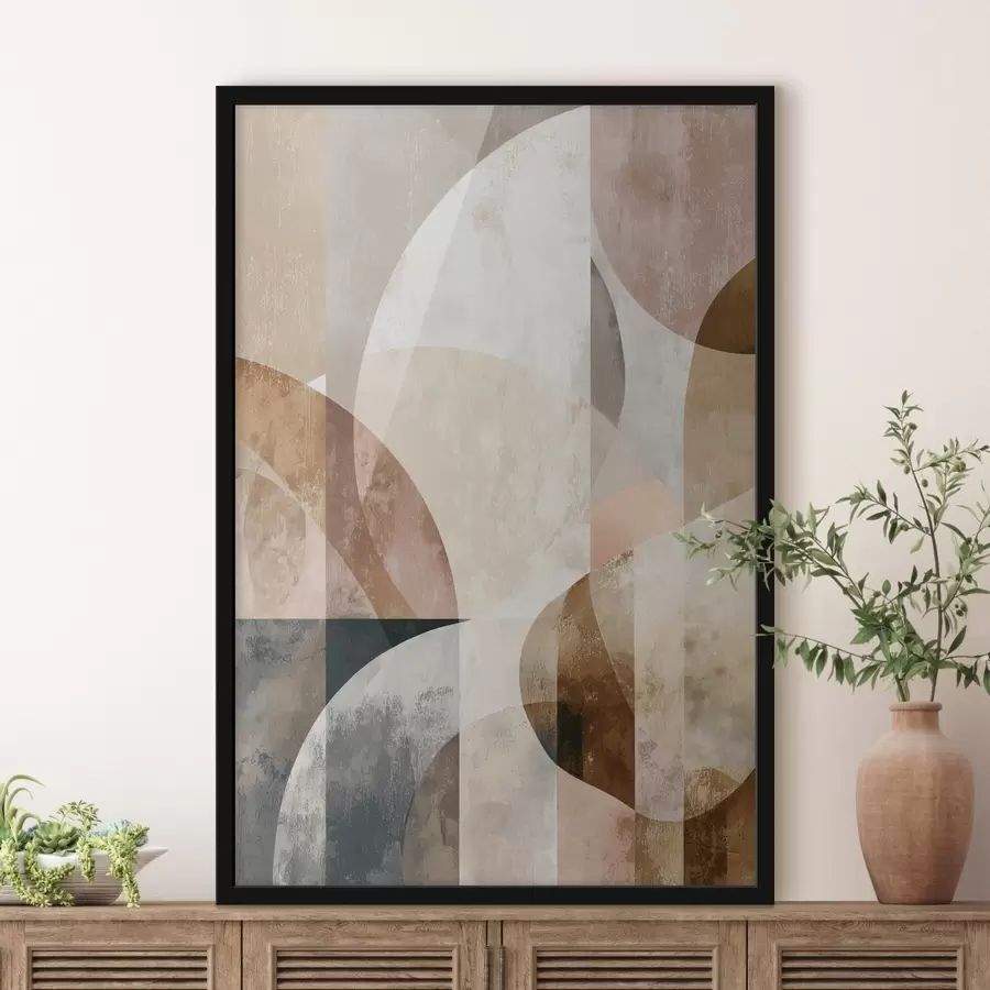 Fotobehang Moderne compositie met cirkelvormen en verticale lijnen f47980