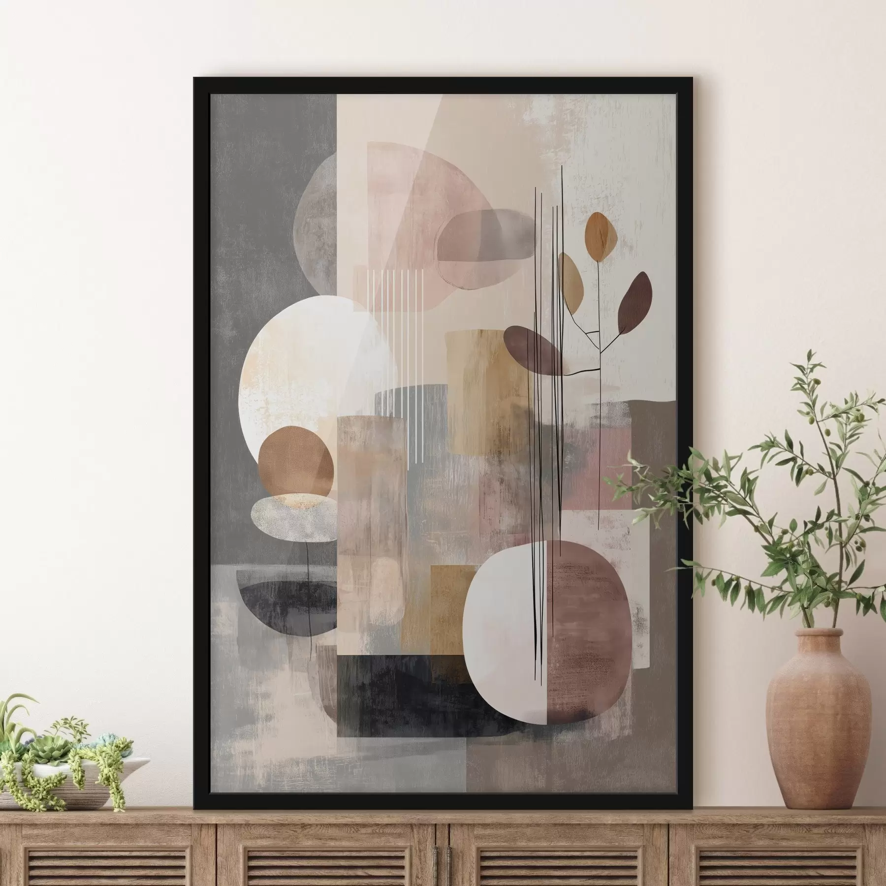 Papier peint photo Collage avec des éléments botaniques dans un style de peinture numérique f47981