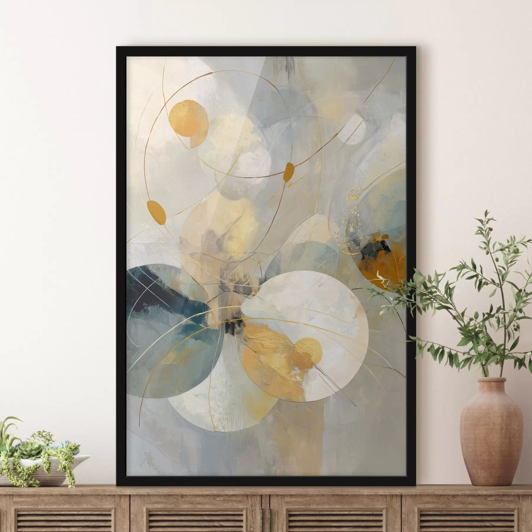 Papier peint photo Composition de sphères translucides et de taches texturées f47985