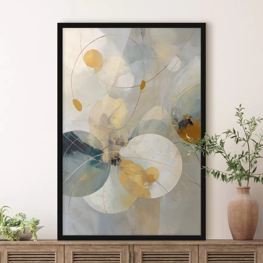 Fotobehang Samenstelling van doorschijnende bollen en gestructureerde vlekken f47985