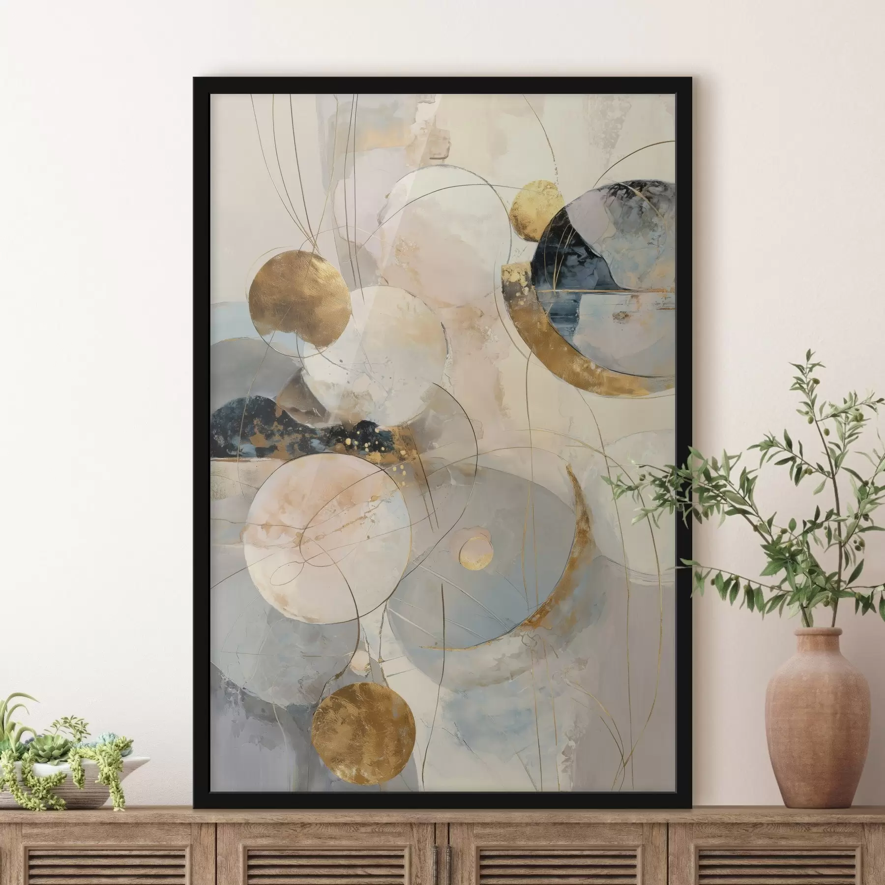 Fotobehang Harmonie van luchtkleuren en geometrische vormen in een minimalistische stijl f47986