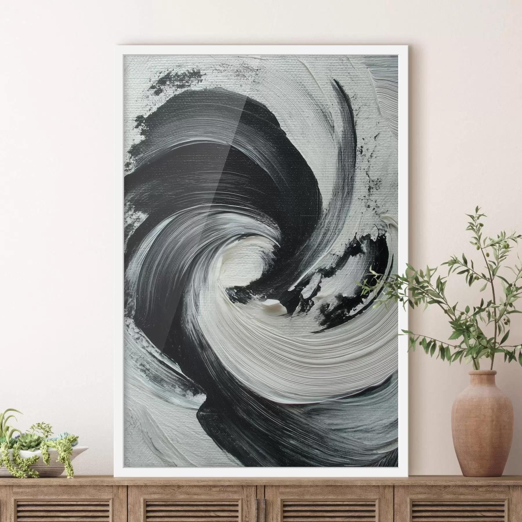 Papier peint photo Spirale abstraite avec des coups de pinceau expressifs dans un style de peinture à l'huile f47989