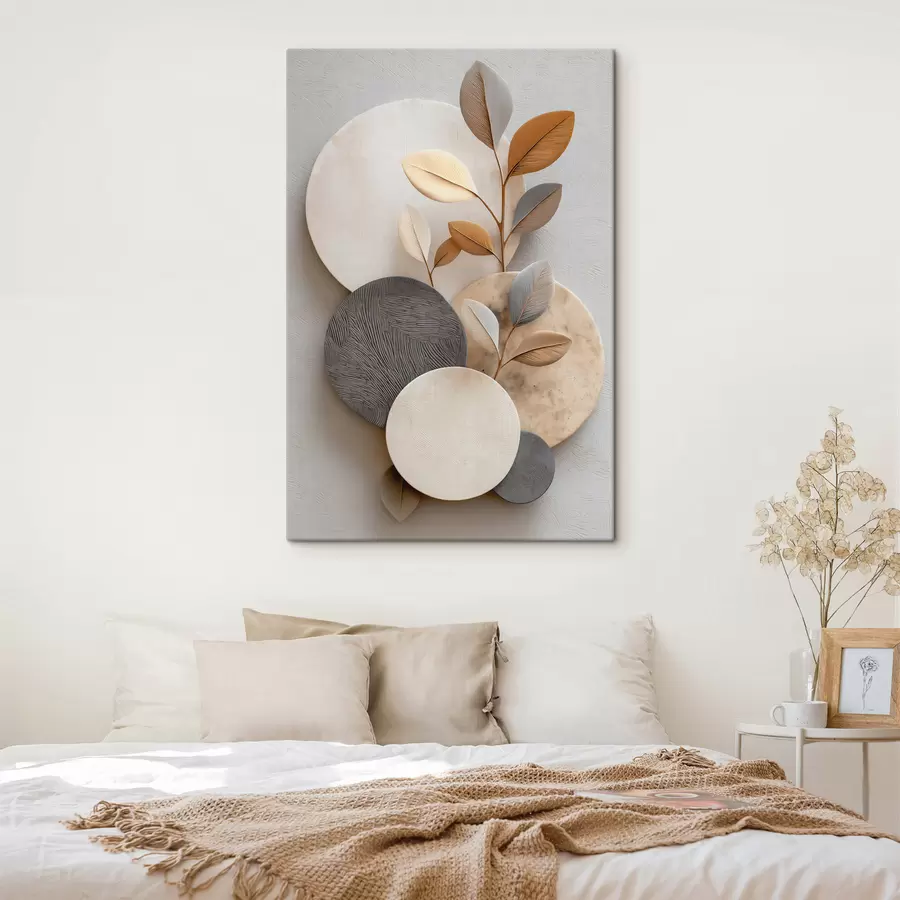 Fotobehang Cirkels en takken van bladeren s48223