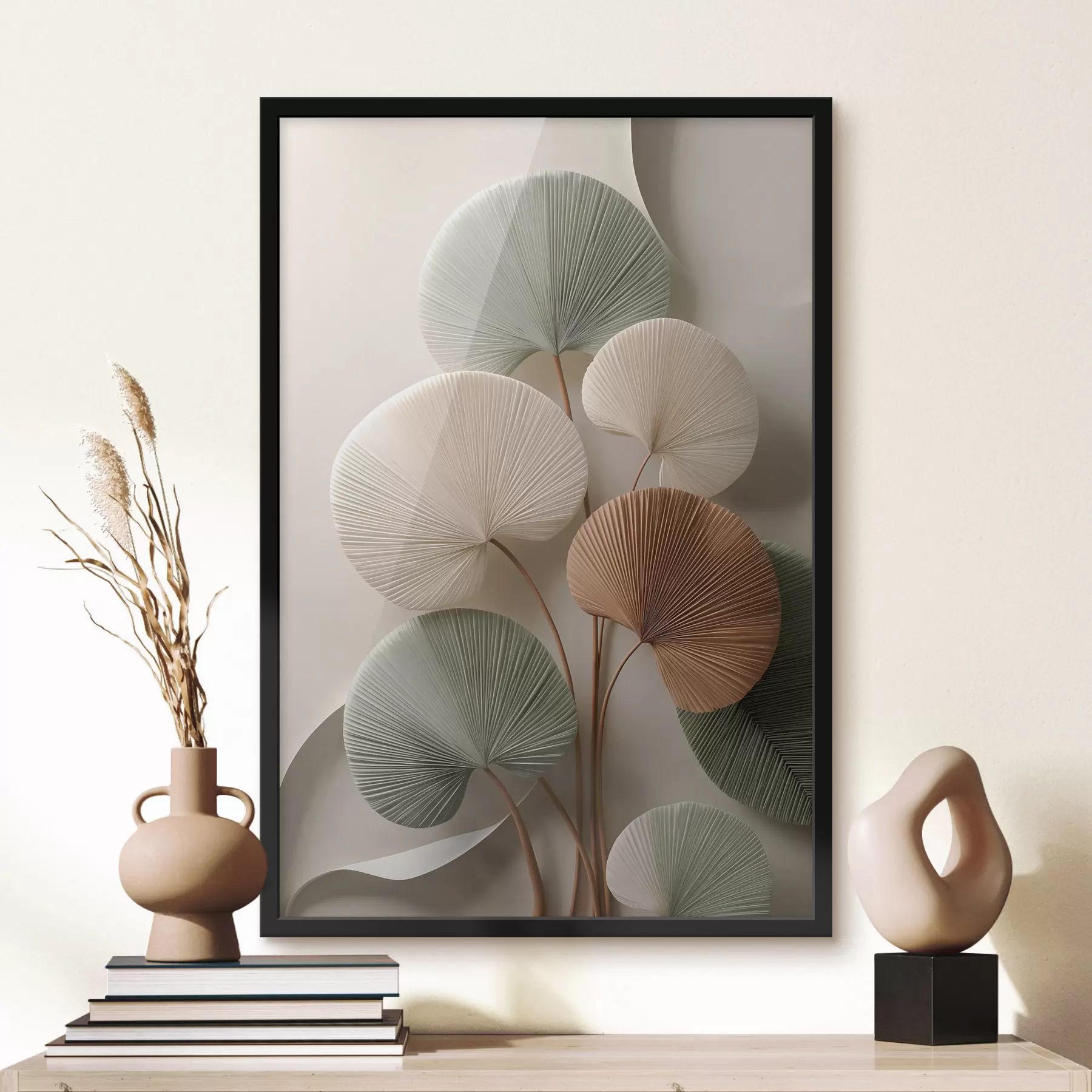 Fotobehang Abstracte compositie met bladeren f48224