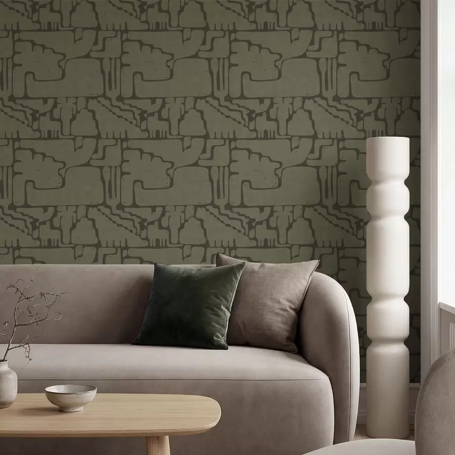 Papier peint photo Motif abstrait organique dans les tons verts a01122