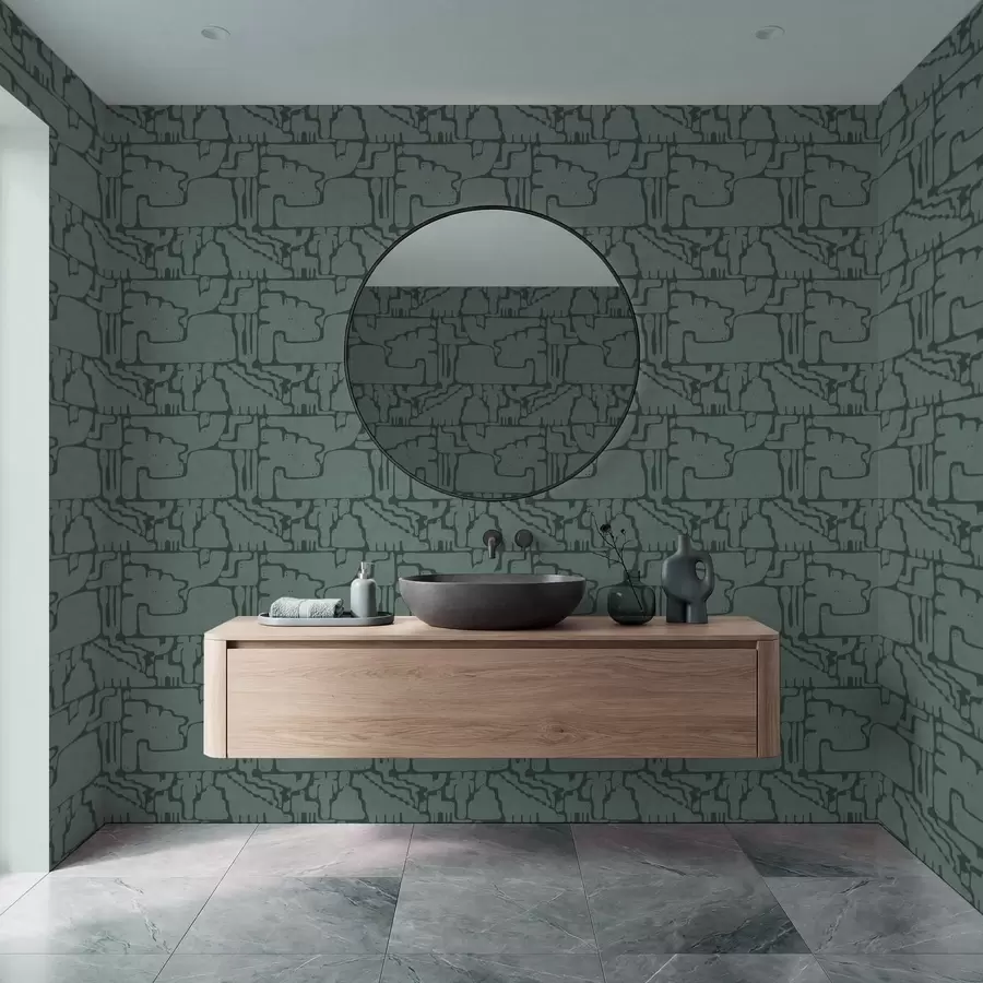 Fotobehang Abstract patroon in blauwgroene tinten a01122v3