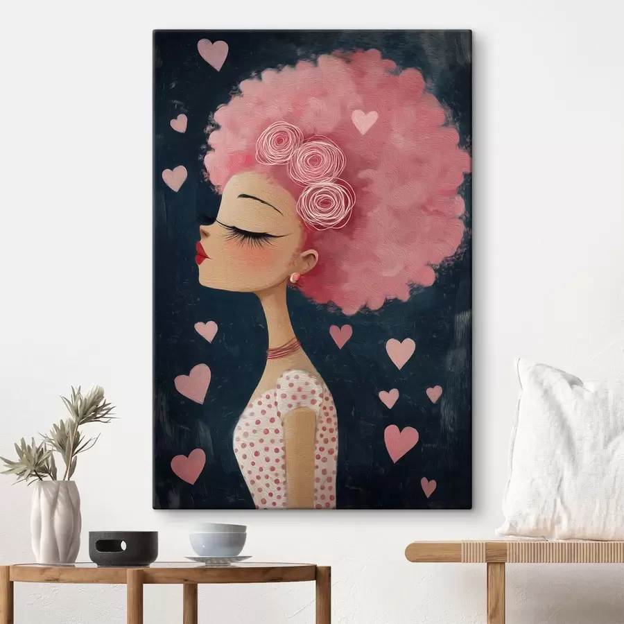  Peintures Fille aux cheveux roses s48226