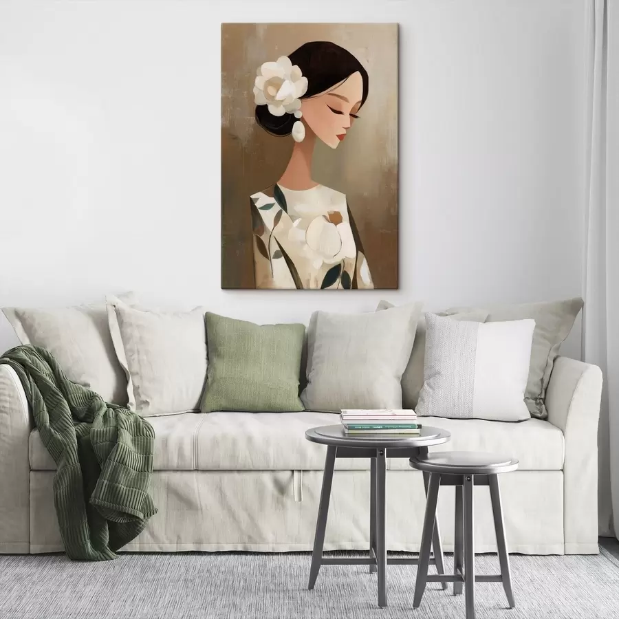  Peintures Fille avec des fleurs dans les cheveux s48232