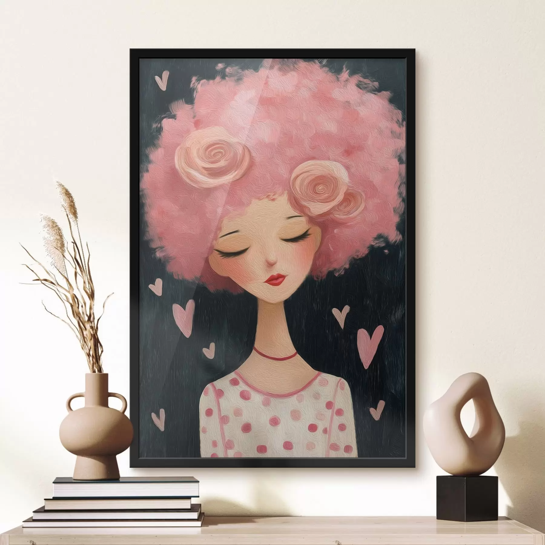 Fotobehang Meisje met roze haar f48227