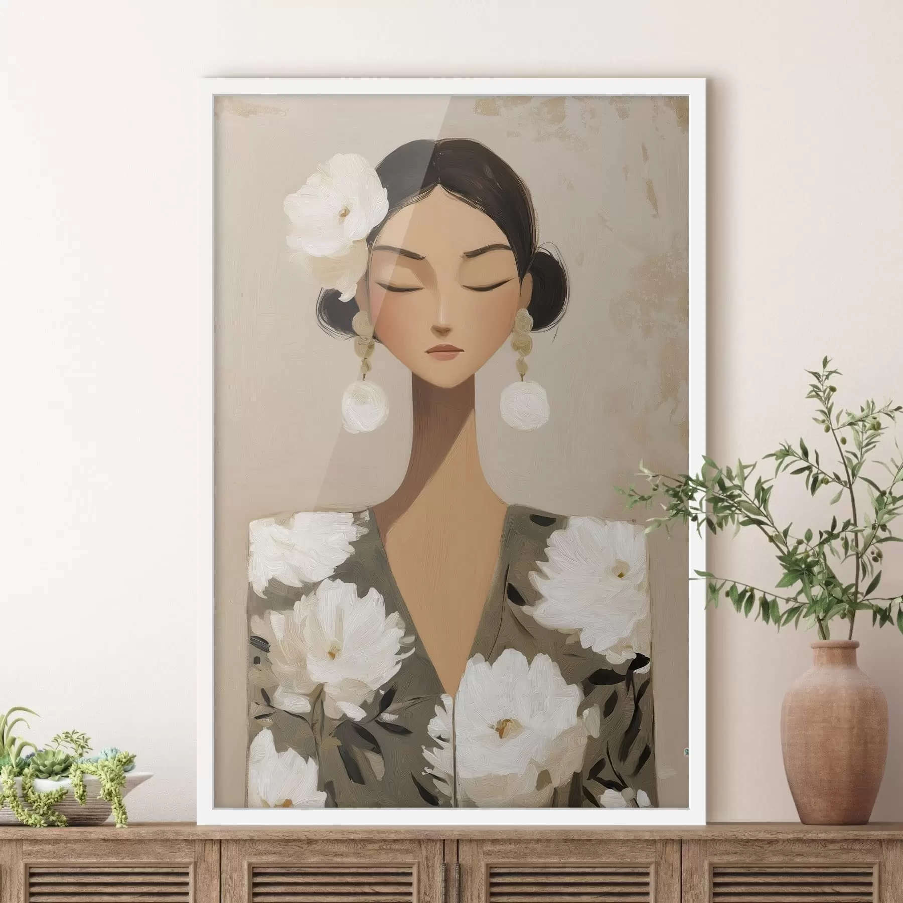 Papier peint photo Fille avec des fleurs dans les cheveux f48233