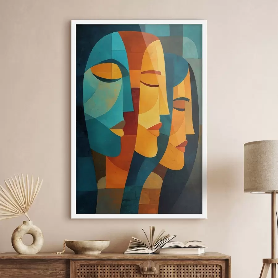 Papier peint photo Profils féminins géométriques f48256