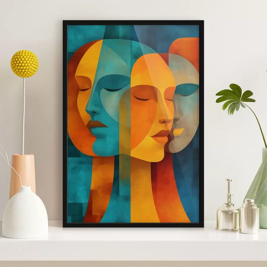 Papier peint photo Profils féminins géométriques f48257