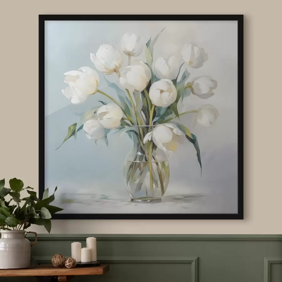 Papier peint photo Imitation peinture de tulipes dans un vase f48266