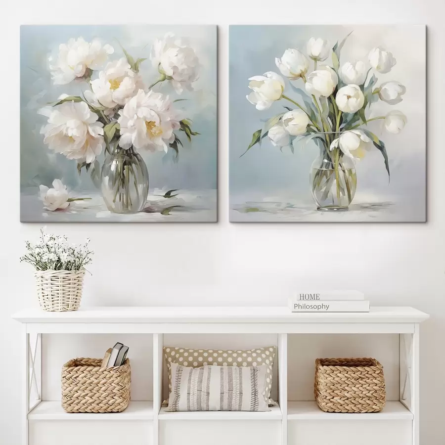 Fotobehang Een boeket bloemen in een vaas, imitatie schilderij m30167