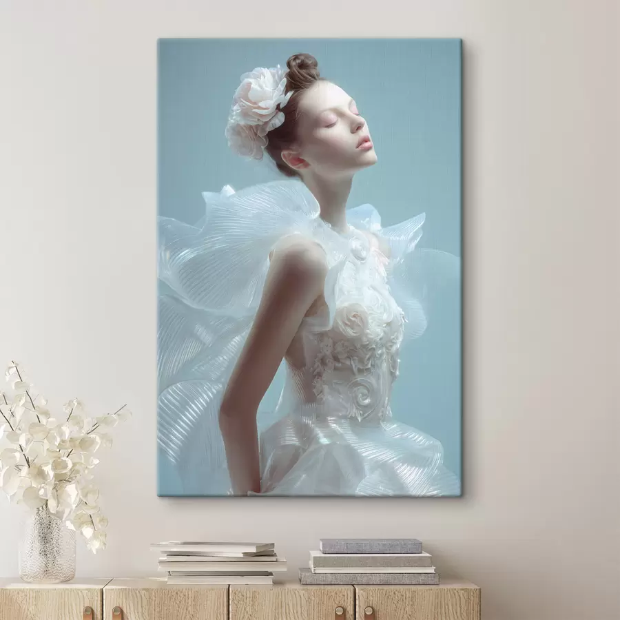  Peintures une jeune fille délicate vêtue d'une robe blanche s48288