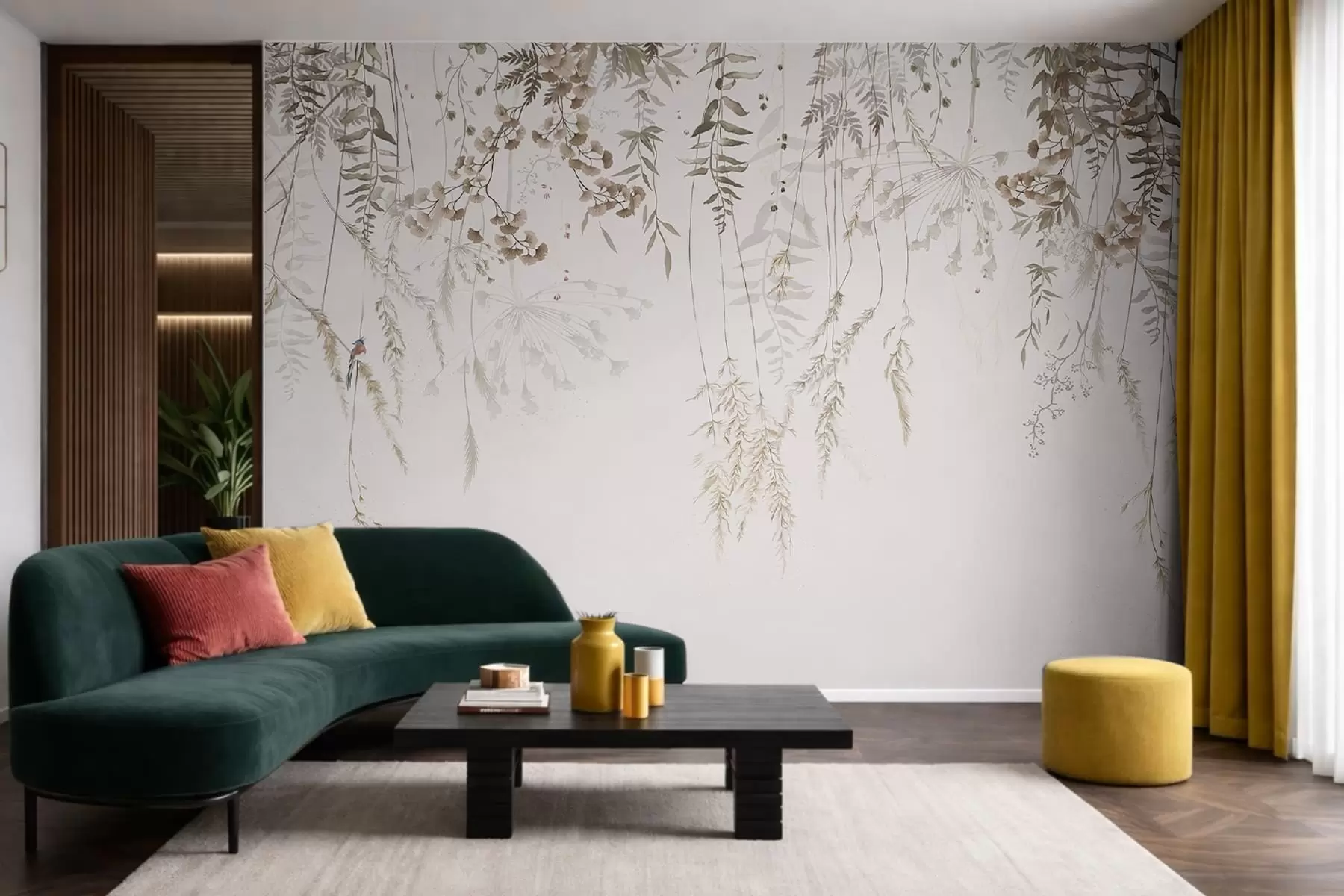 Fotobehang Wilde planten ophangen tegen een lichte achtergrond w05320