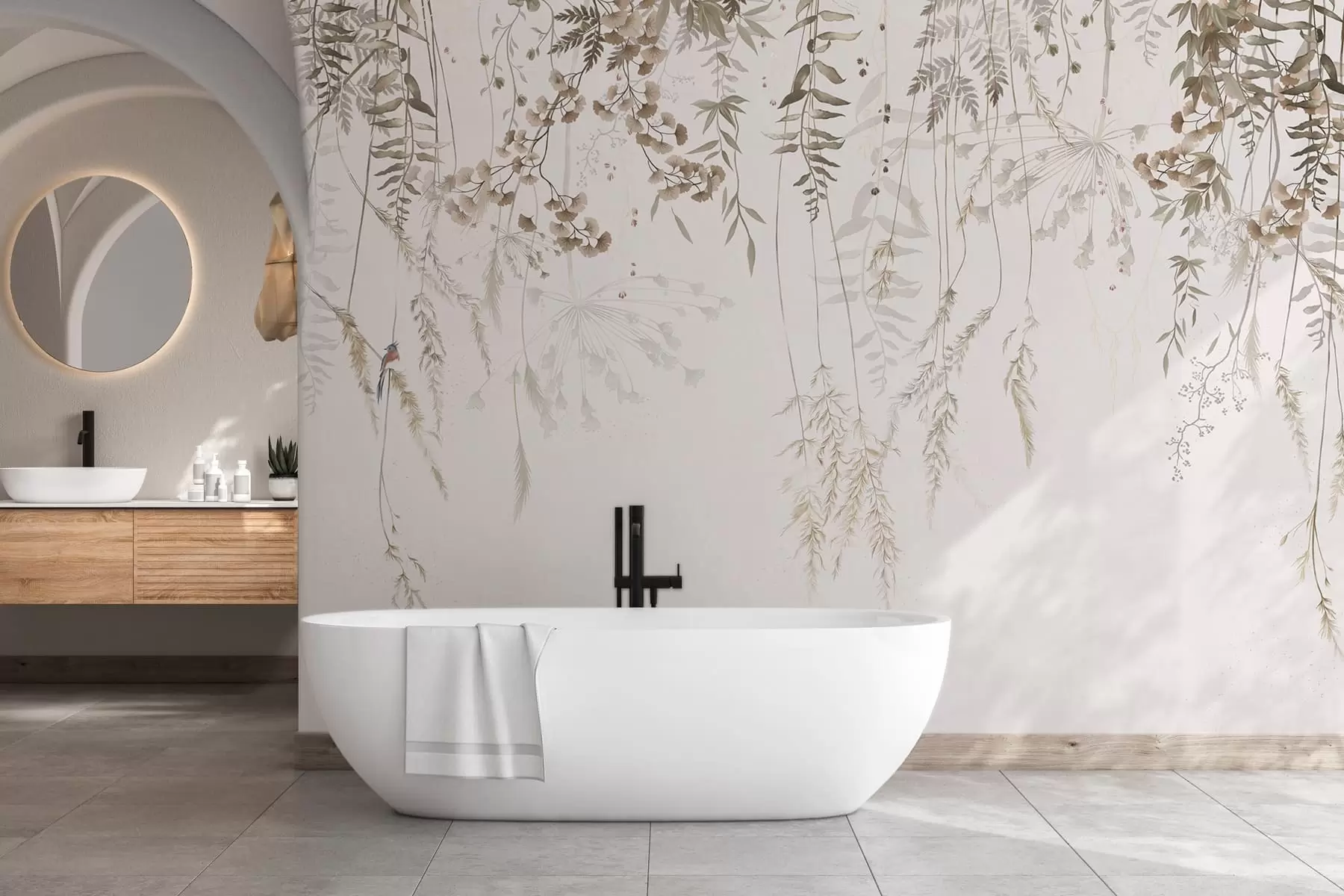 Fotobehang Wilde planten ophangen tegen een lichte achtergrond w05320