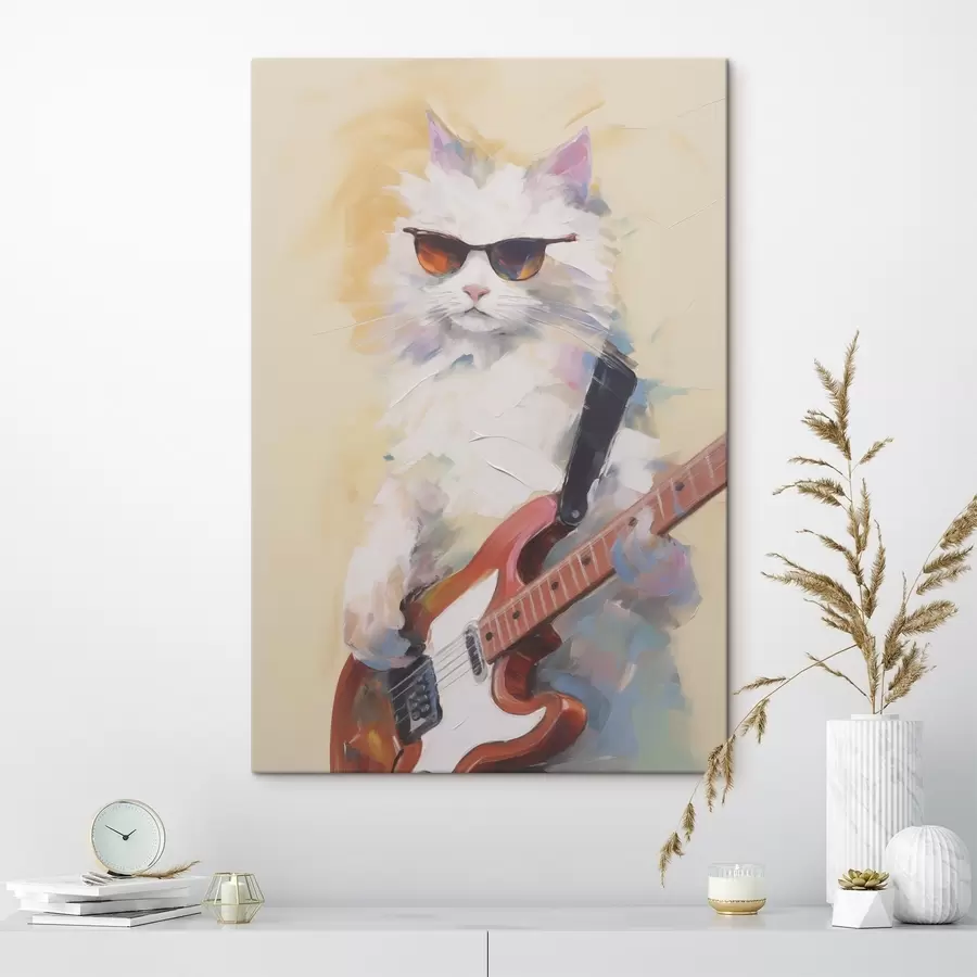  Peintures Chat avec une imitation de peinture de guitare s48274
