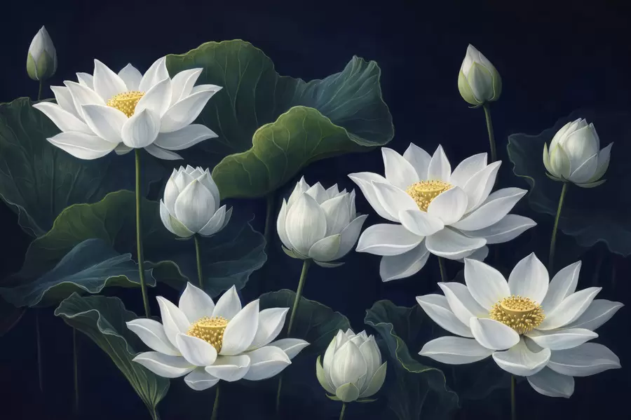 Fotobehang Nachtlotussen w05307