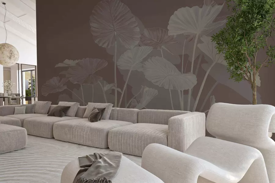 Fotobehang Tuin met geschilderde lotussen w05364v2